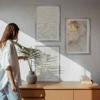 Fali dekoráció kép készlet absztrakt márvány mintás levelek