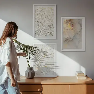 Fali dekoráció kép készlet absztrakt márvány mintás levelek