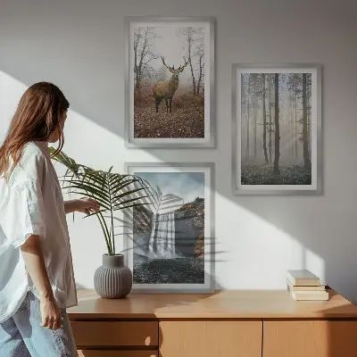 Fali dekorációs képszett erdő és vad természet tájképekkel