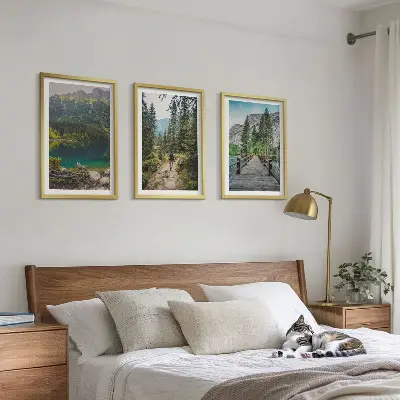 Fali dekorációs képszett hegyek, tavak, erdők és ösvények mintával
