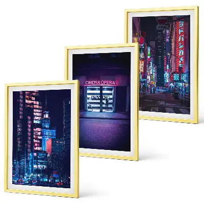 Keretezett kép szett éjszakai város neon bejárata hálószobába