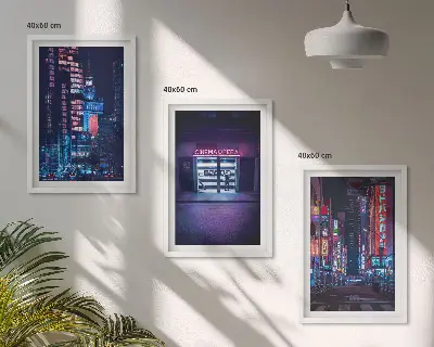 Keretezett kép szett éjszakai város neon bejárata hálószobába