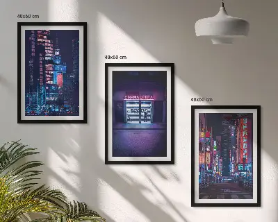 Keretezett kép szett éjszakai város neon bejárata hálószobába