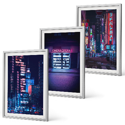 Keretezett kép szett hálószobába Éjszakai város neon bejárata