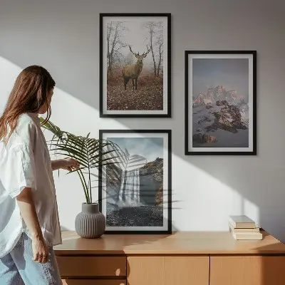 Fali dekorációs képkészlet vad hegyi tájak mintával