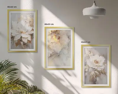 Fali dekoráció képkészlet világos absztrakt virágos mintával