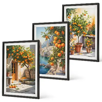 Festett citrusos tájképek keretezett képszett hálószobába