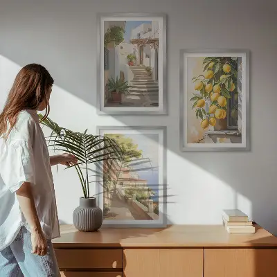 Keretezett képszett hálószobába Lemon Streets tengerre néző kilátás mintával