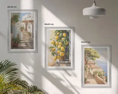 Keretezett képszett hálószobába Lemon Streets tengerre néző kilátás mintával