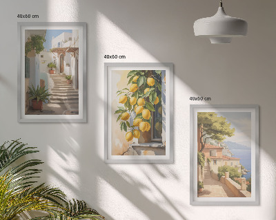 Keretezett kép szett hálószobába Lemon Streets, tengerre néző kilátás