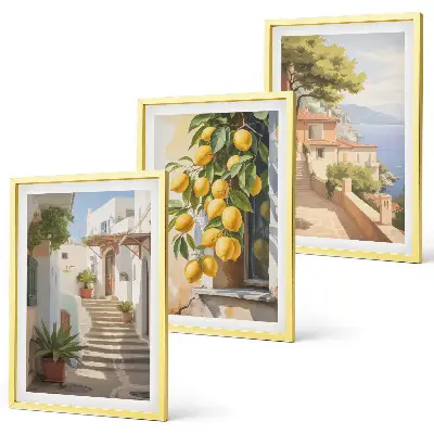Keretezett képszett hálószobába Lemon Streets tengerre néző kilátás mintával