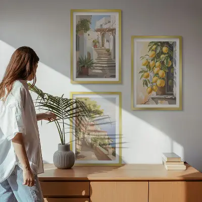 Keretezett képszett hálószobába Lemon Streets tengerre néző kilátás mintával