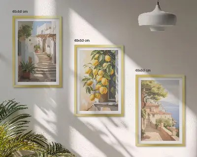 Keretezett képszett hálószobába Lemon Streets tengerre néző kilátás mintával