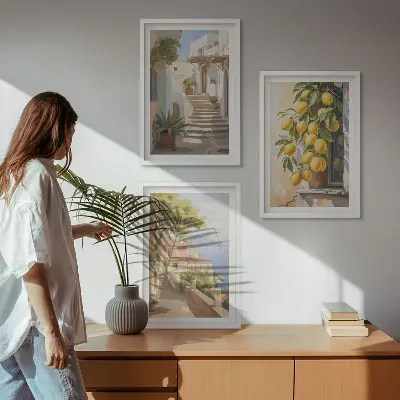 Keretezett képszett hálószobába Lemon Streets tengerre néző kilátás mintával