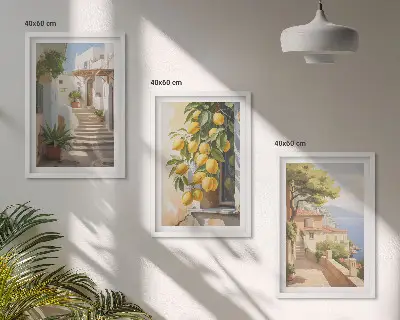 Keretezett képszett hálószobába Lemon Streets tengerre néző kilátás mintával