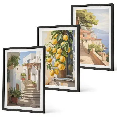Keretezett képszett hálószobába Lemon Streets tengerre néző kilátás mintával
