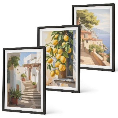 Keretezett kép szett hálószobába Lemon Streets, tengerre néző kilátás