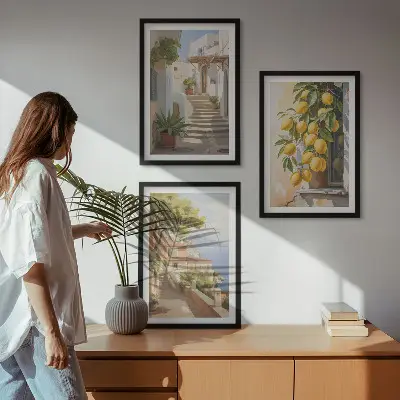 Keretezett képszett hálószobába Lemon Streets tengerre néző kilátás mintával