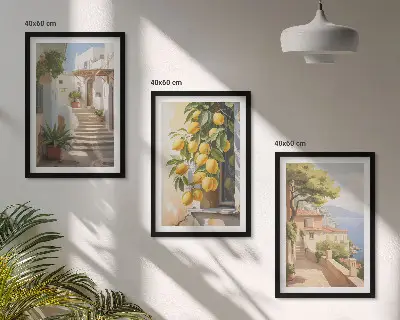 Keretezett képszett hálószobába Lemon Streets tengerre néző kilátás mintával