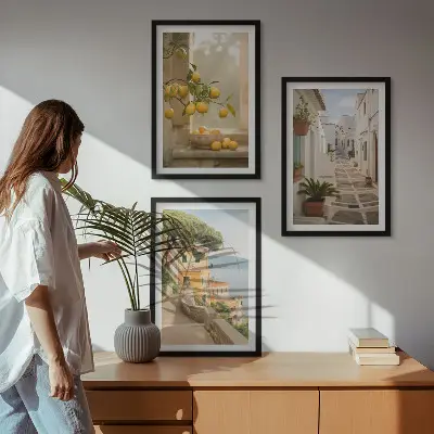 Citrusfa ablak kilátás fali dekoráció kép készlet
