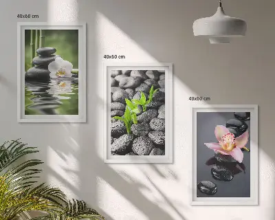 Virágok és víz zen kompozíciós keretezett képszett hálószobai dekorációhoz