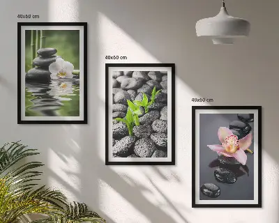 Virágok és víz zen kompozíciós keretezett képszett hálószobai dekorációhoz