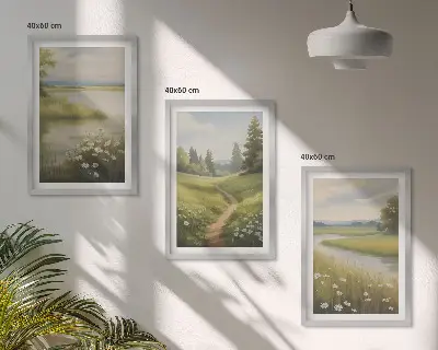 Tavaszi táj folyóréten keretezett képszett hálószobába