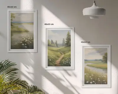 Tavaszi táj folyóréten keretezett képszett hálószobába