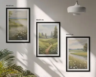 Tavaszi táj folyóréten keretezett képszett hálószobába