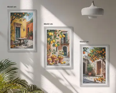 Citrusfélék a kertben keretezett kép szett hálószobába