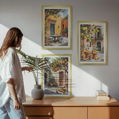 Citrusfélék a kertben keretezett kép szett hálószobába