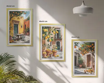 Citrusfélék a kertben keretezett kép szett hálószobába