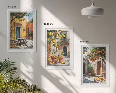 Citrusfélék a kertben keretezett kép szett hálószobába