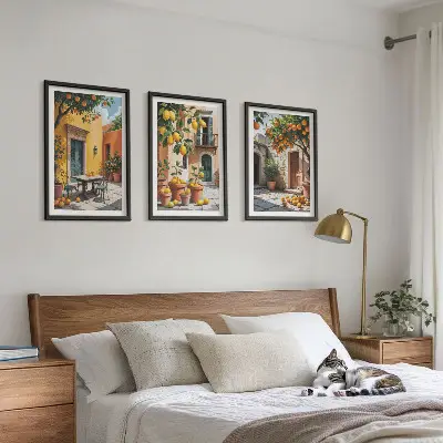 Citrusfélék a kertben keretezett kép szett hálószobába