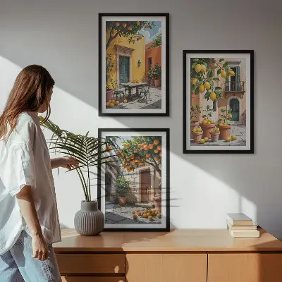 Citrusfélék a kertben keretezett kép szett hálószobába