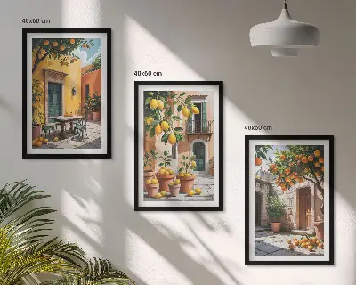Citrusfélék a kertben keretezett kép szett hálószobába