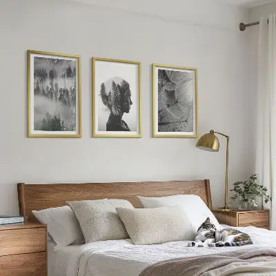 Fali dekorációs képszett erdős, ködös portré pitypanggal