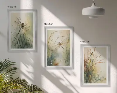 Szitakötők a víz felett keretezett képszett hálószobába