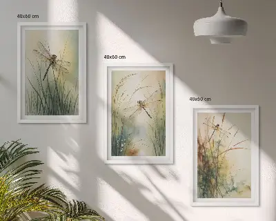 Szitakötők a víz felett keretezett képszett hálószobába