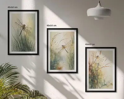 Szitakötők a víz felett keretezett képszett hálószobába