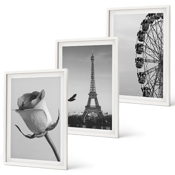 Keretezett kép szett hálószobába Rózsaszín Eiffel-torony óriáskerék