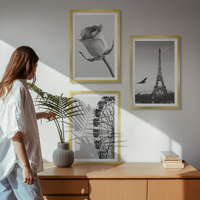 Keretezett kép szett hálószobába Rózsaszín Eiffel-torony óriáskerék