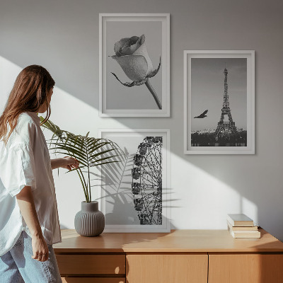 Keretezett kép szett hálószobába Rózsaszín Eiffel-torony óriáskerék