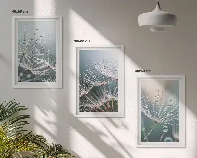 Vízcseppek a pitypangon falikép szett keretezett változat hálószobába