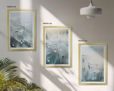 Harmatcseppek a pitypangokon fali képszett fali dekoráció kép készlet