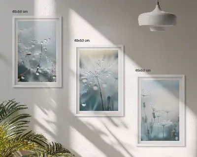 Harmatcseppek a pitypangokon fali képszett fali dekoráció kép készlet