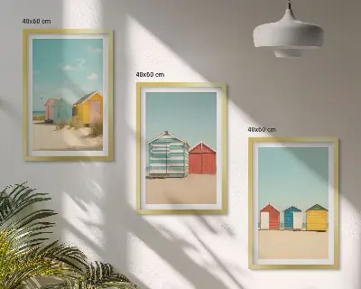 Keretezett képszett hálószobába színes házak strand nap mintával