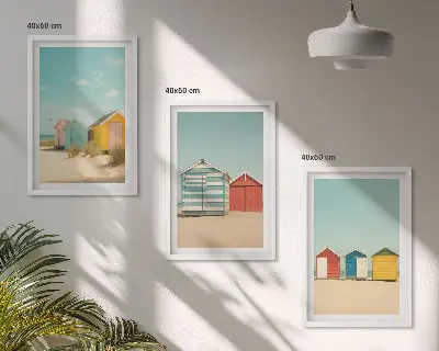 Keretezett képszett hálószobába színes házak strand nap mintával