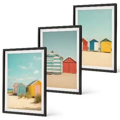 Keretezett képszett hálószobába színes házak strand nap mintával