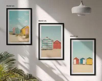 Keretezett képszett hálószobába színes házak strand nap mintával